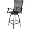 Merrick Lane Set of 2 Brett High Back Bar Height Swivel Patio Stools with Powder Coated Metal Frames and Textilene Upholstery